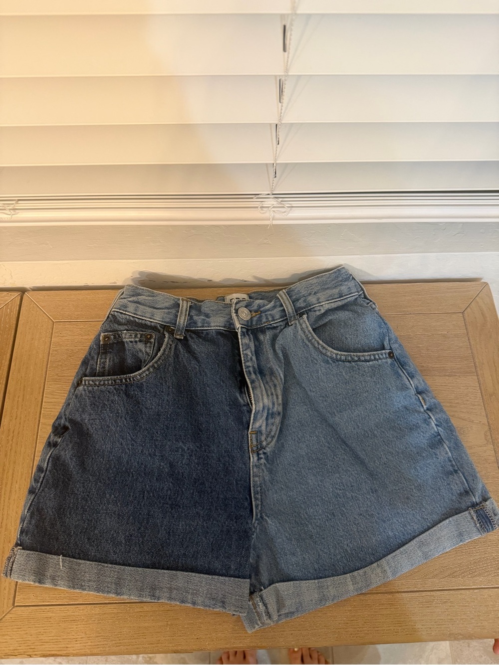 BDG Two-Tone Blue Denim High-Rise Shorts